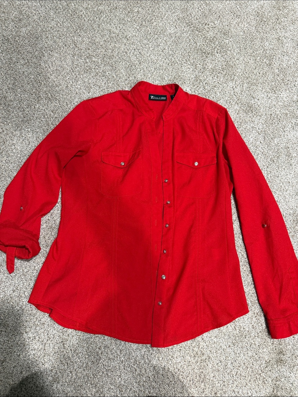 Zack & Zoey Bright Red Button-Front Jean Jacket